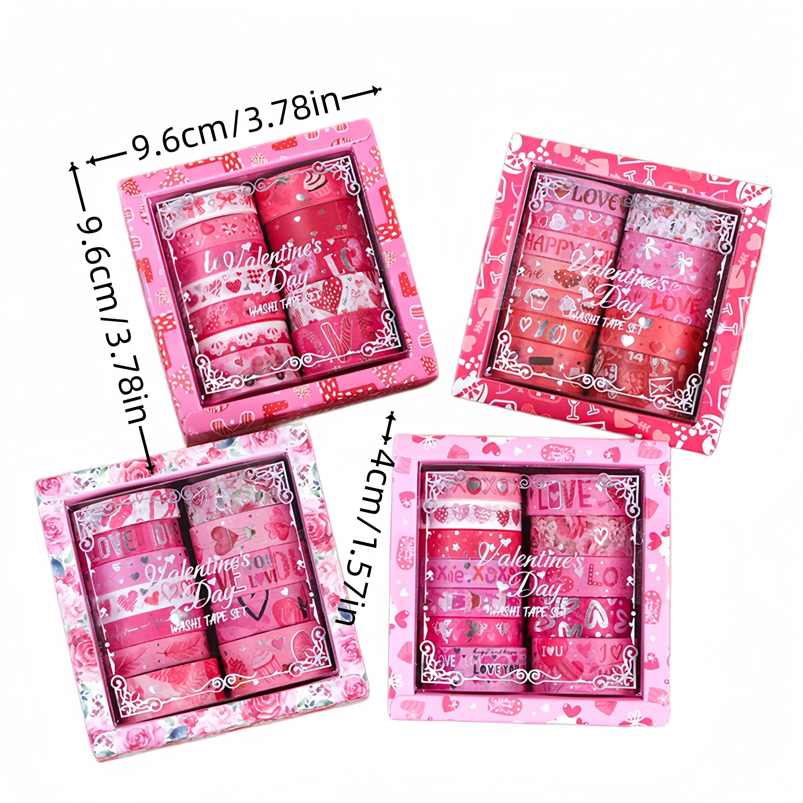 12/48 Rolls Valentine's Day Washi Tape Set, 2M/Roll, 100+ Love Patterns, Decorative Masking Tape for Scrapbooking, Journaling