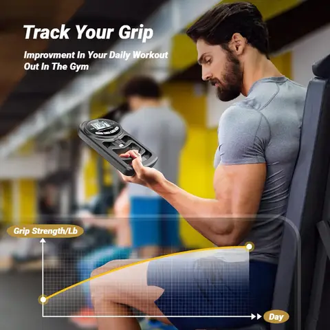 265lbs/120kg greppstyrkemätare för män och kvinnor, digital handdynamometer, träning, USB LCD-skärm 10 best sales armträning - №10