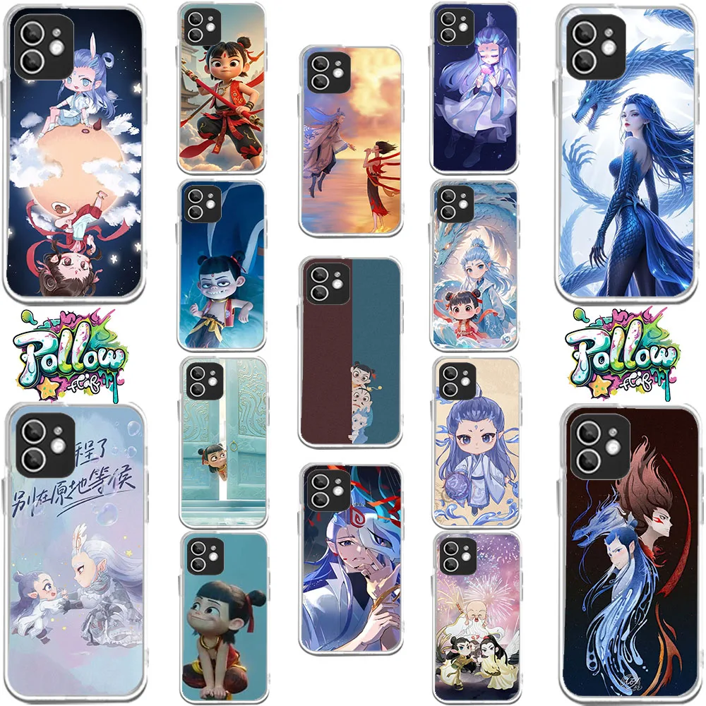 Прозрачный гибкий чехол из ТПУ для iPhone XS XR 5 6 7 8 SE 11 12 Mini Plus Pro Max WAB-27 Ne-Zha