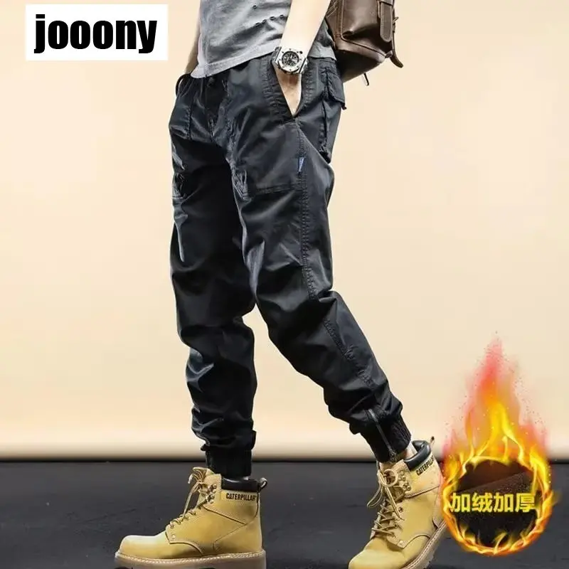 

Мужские модные повседневные брюки с эластичной резинкой на талии на молнии, простые повседневные брюки с большим карманом, новые американские винтажные трендовые брюки в стиле хип-хоп на открытом воздухе