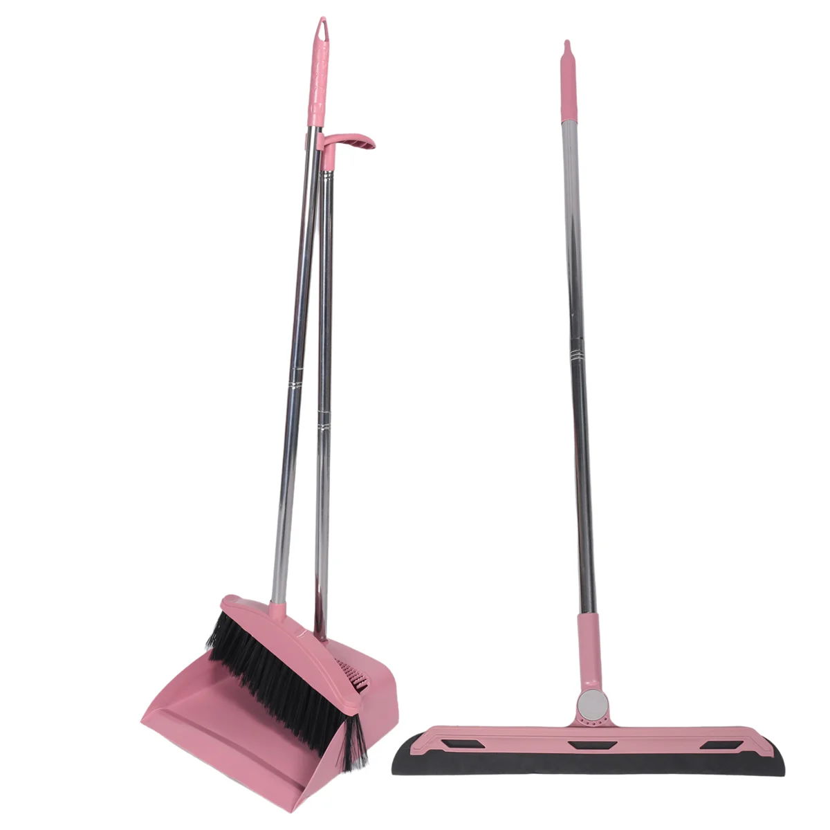 AB06 Dustpan Broom Set Floor Wiper Household Cleaning Long Handle Cleaning Set for Lobby Household Kitchen Cleaning Pink