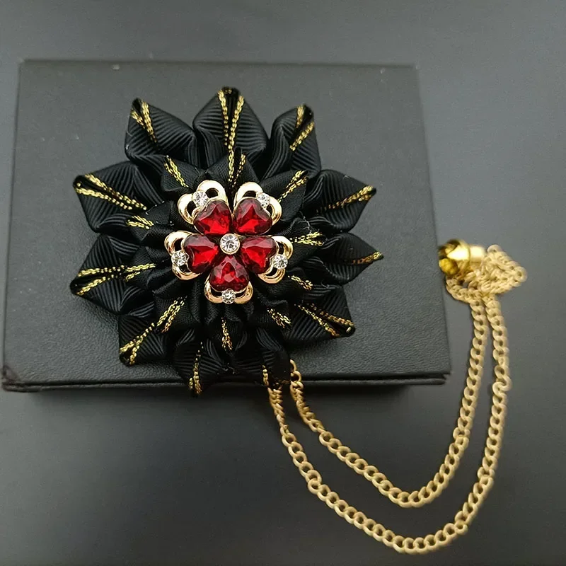 كبير المخملية ربطة القوس فيونكة الصدار الرجال الزفاف اليدوية والمجوهرات الراقية بدلة عمل قميص اكسسوارات سلسلة حجر الراين الزهور دبابيس