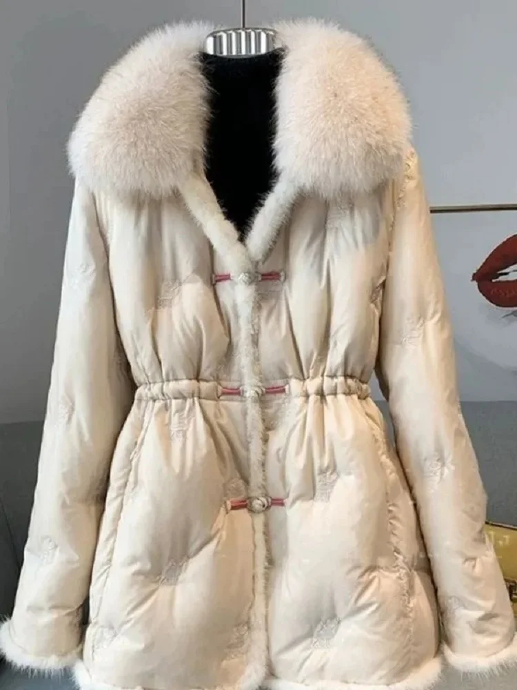 Nova jaqueta de inverno das mulheres pato branco para baixo casaco moda versátil longo outerwear topos feminino engrossar quente jaqueta parkas