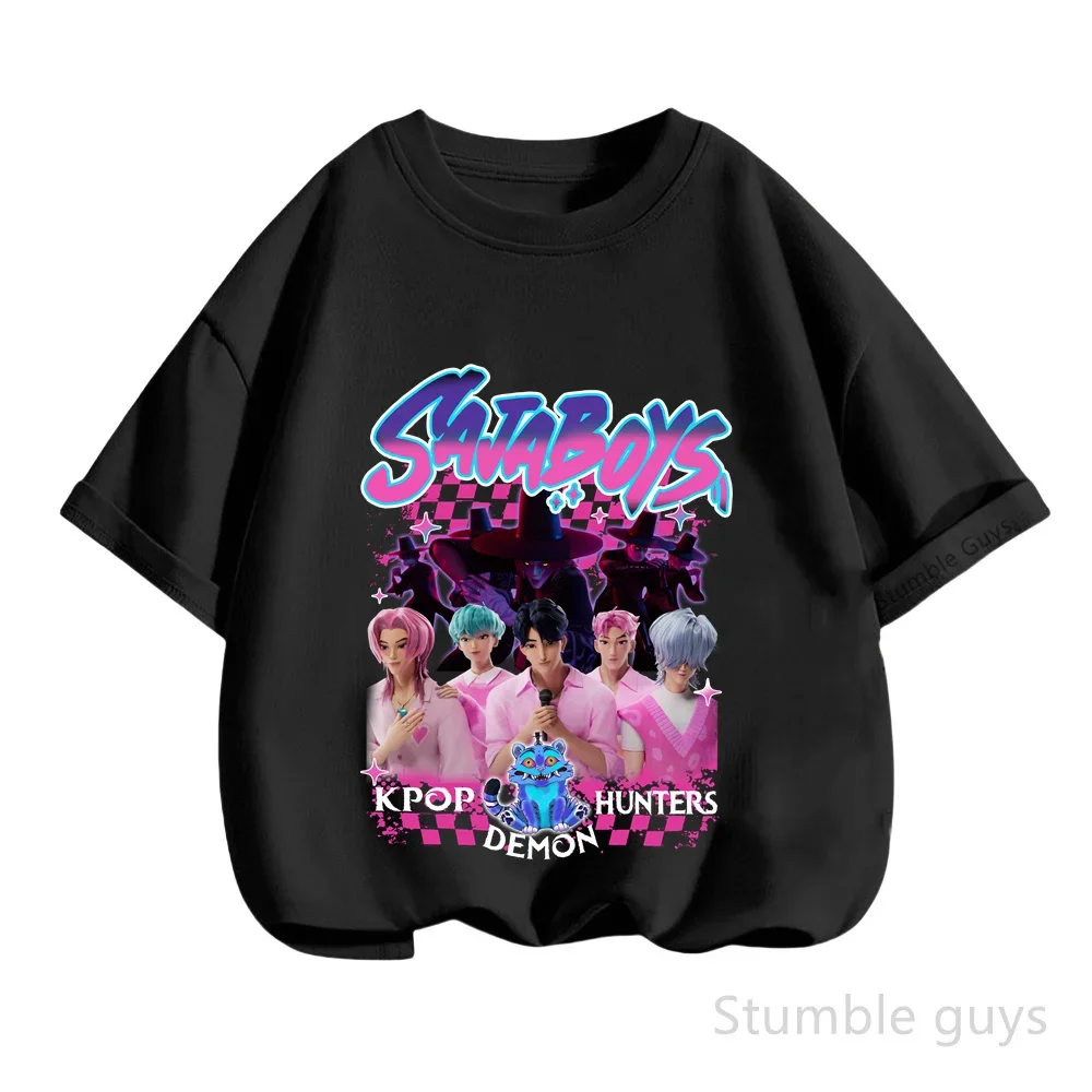 

Summer Kids T-Shirt Short Sleeve Kpop Demon Hunters Casual Fashion Boys Girls Anime Clothes