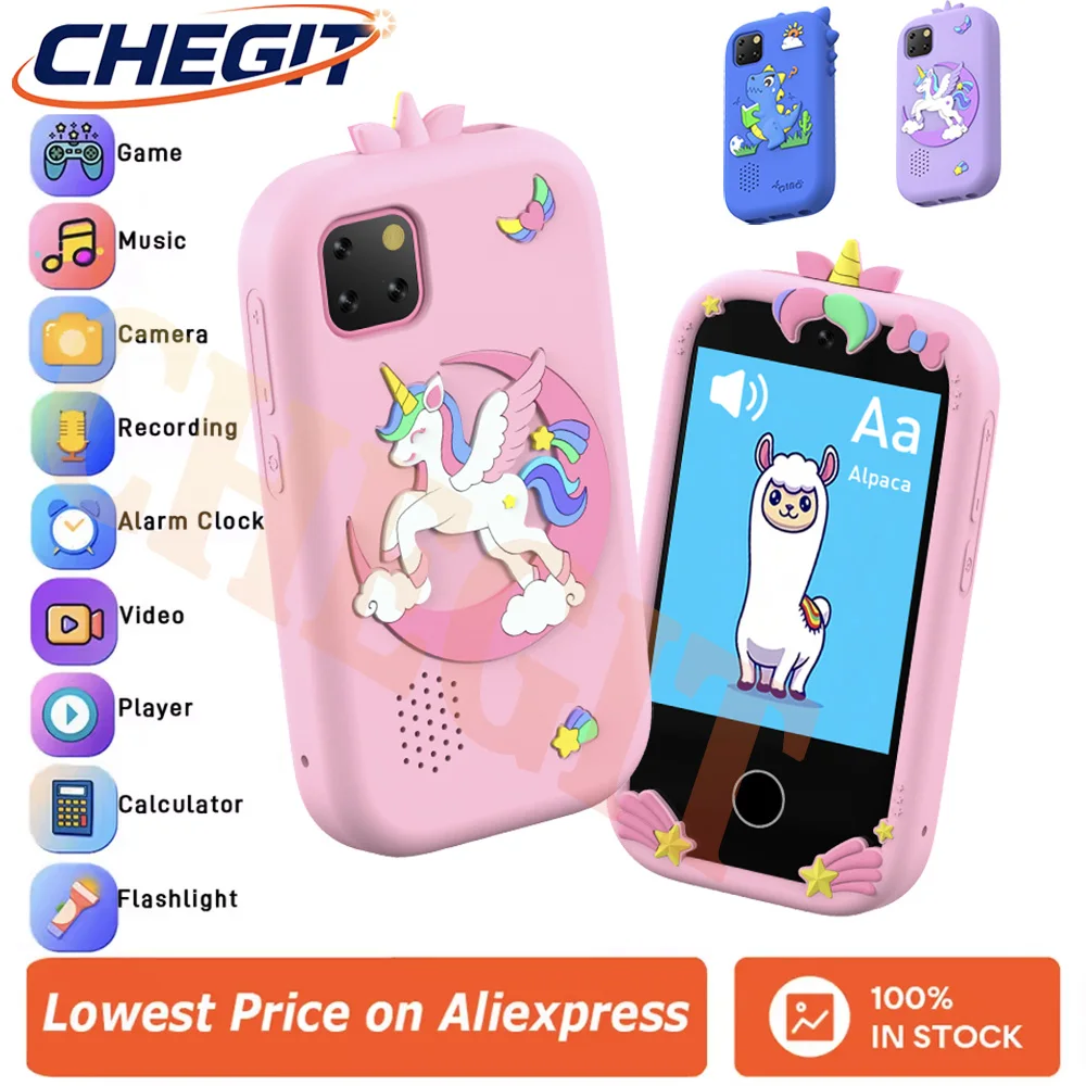 Smartfon dla dzieci z ekranem dotykowym, zabawki z aparatem, mobilny jednorożec dla niemowląt, odtwarzacz MP3, aparat cyfrowy, zabawki edukacyjne dla dziewczynek i chłopców w wieku 3-12 lat
