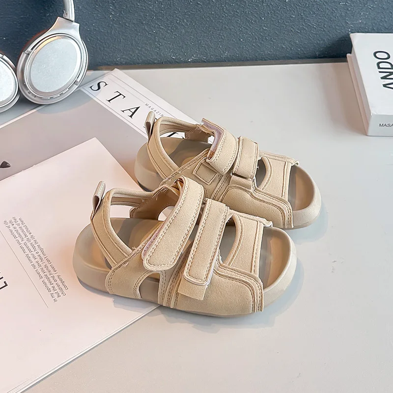 2026 Brand Kids Suede Broad Toe Sandals with Arch Support Summer Boys Lazy Beach Shoes Casual Baby Girls Water Shoes Kids