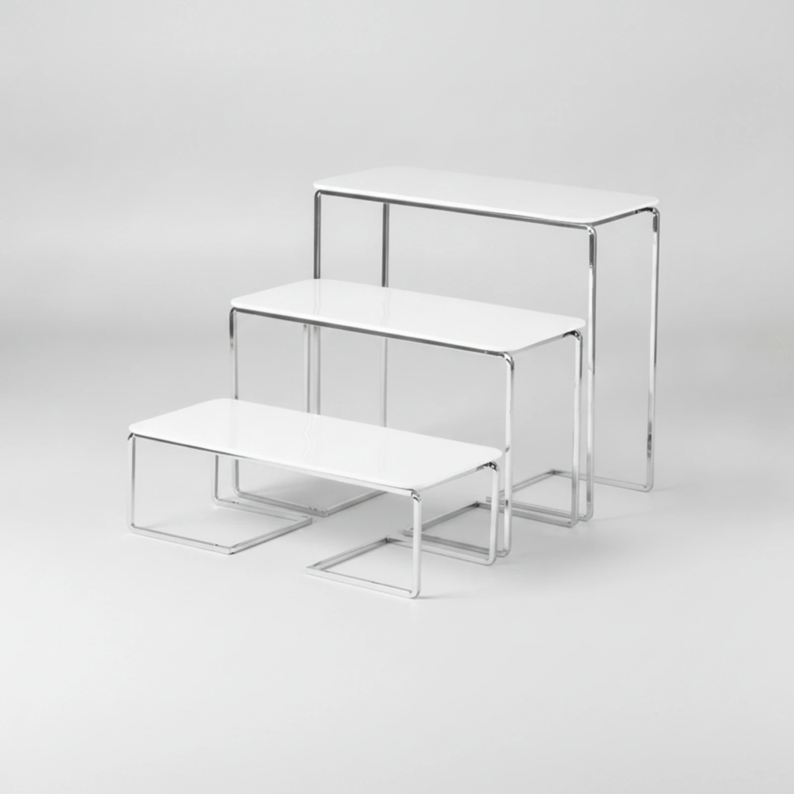 3 Pieces Rectangular Dessert Display Stand Reusable 3-Tier Dessert Stand with Ceramic Platforms Easy to Assemble Long-Lasting