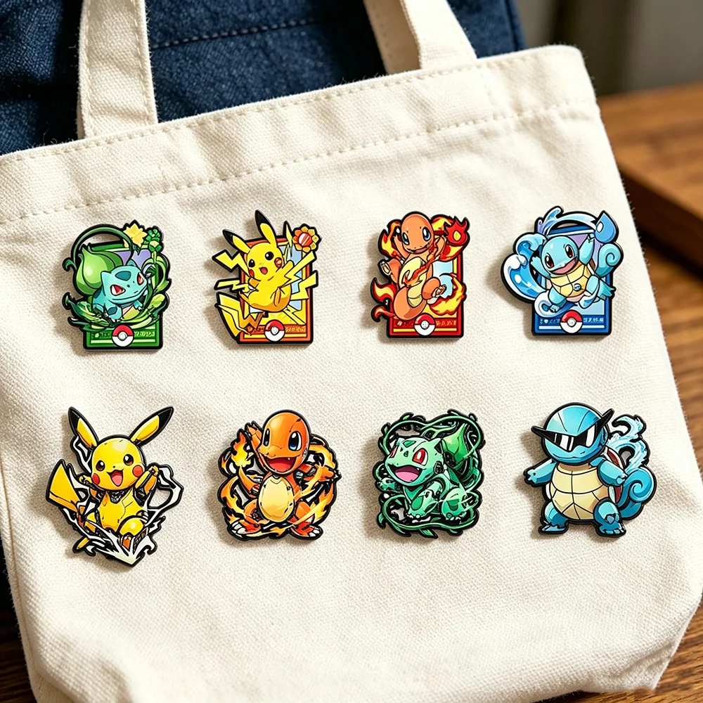 8-teiliges Pokémon Fantasy-Monster-Themen-Set aus Hartemaille-Broschen, Sammlerstück, modisches Accessoire zur Dekoration von Taschen und Kleidung