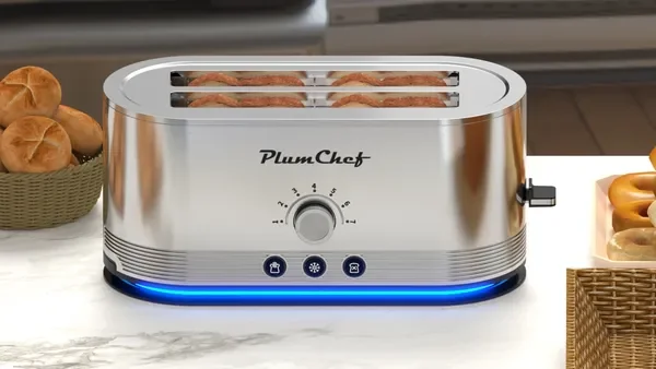 محمصة خبز 4 شرائح، 7 إعدادات، تذويب/إعادة تسخين، صينية كسرات قابلة للإزالة، ستانلس ستيل، 1350 وات، فضي #2