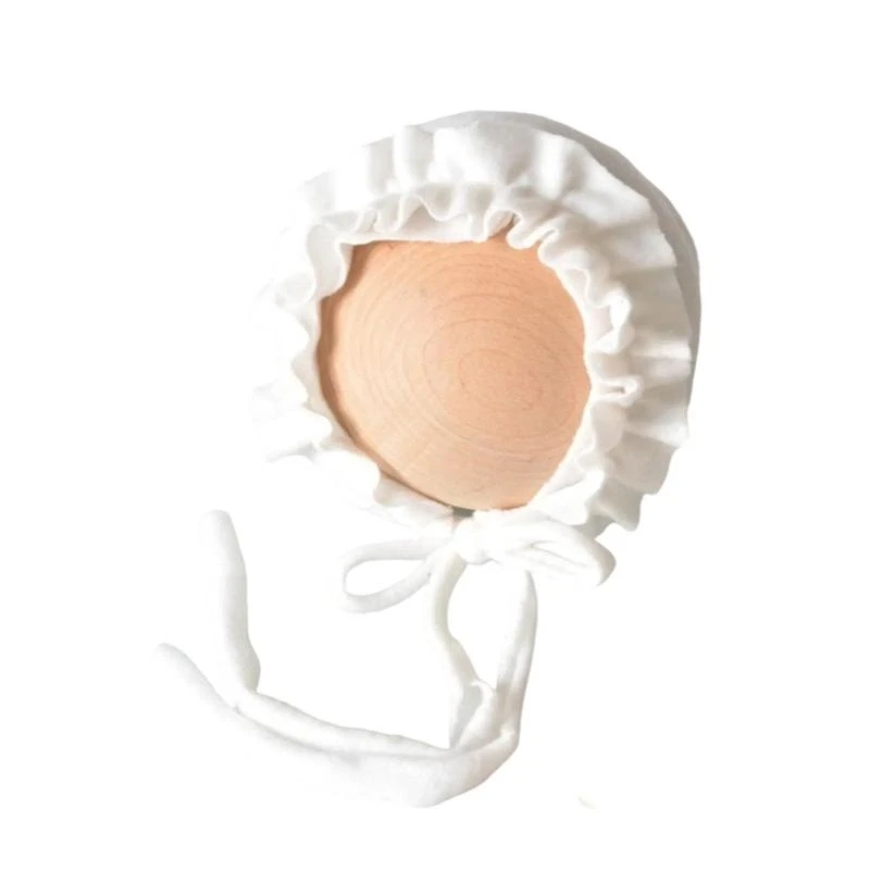 

Newborns Lace Photography Bonnet Chin Belt Tied Hat with Soft Fabric Enhances Comfort for Baby First Photos Taking