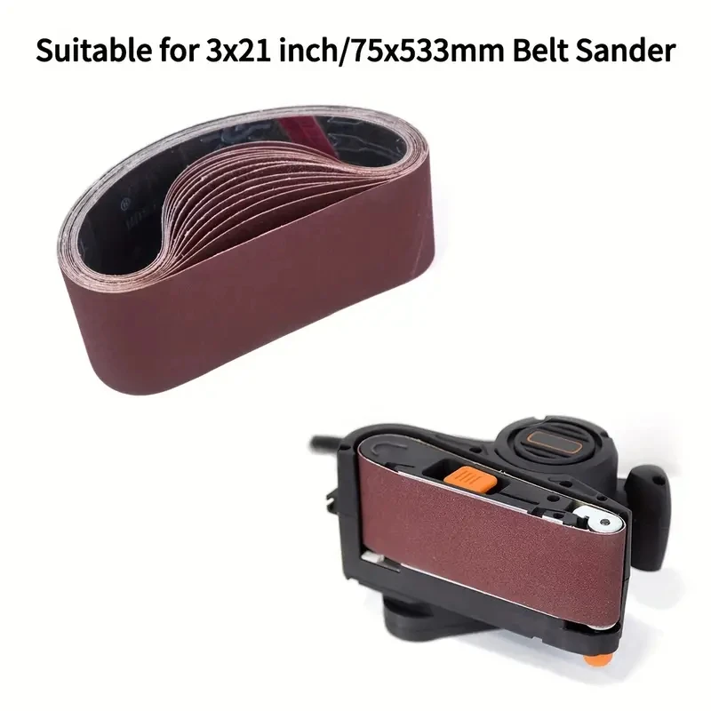 15pcs 3x21(75x533) Inch Sanding Belt Sanding Paper Suitable For Sanding Machine Grinding Woodworking Metal Polishing
