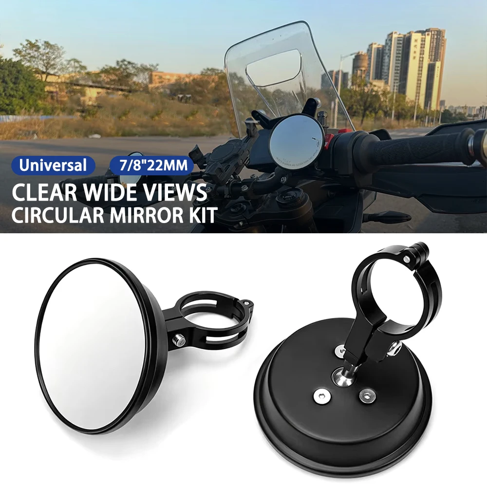 For VOGE DS900 900DS 800DS DS800X Motorcycle Handlebar Blind Spot Convex Mirror Rearview Mirror Wide Angle Circular Mirror
