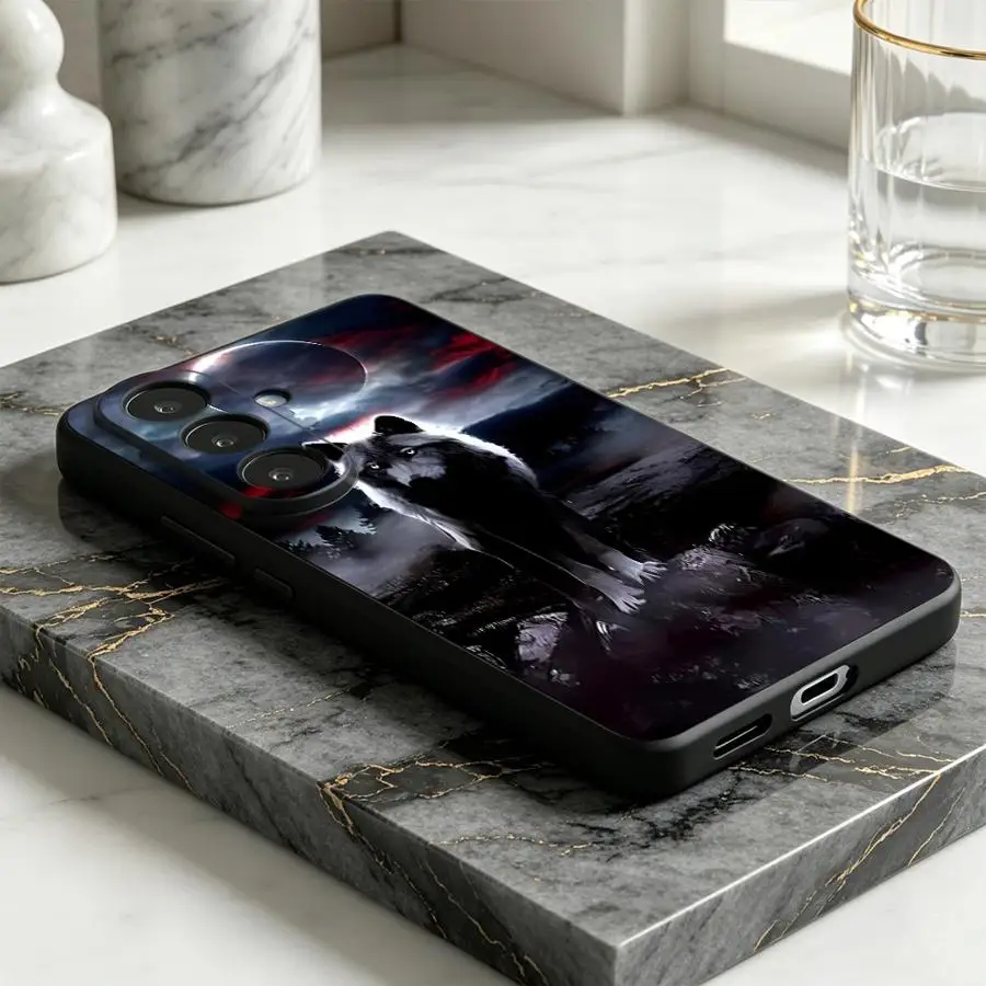 Lone Wolf Under Eclipse Case for Samsung Galaxy A13 A14 A24 A20s A34 A73 A35 A04 A16 A05 A27 A52 A51 A71 A17 A12 A36 A26 A15
