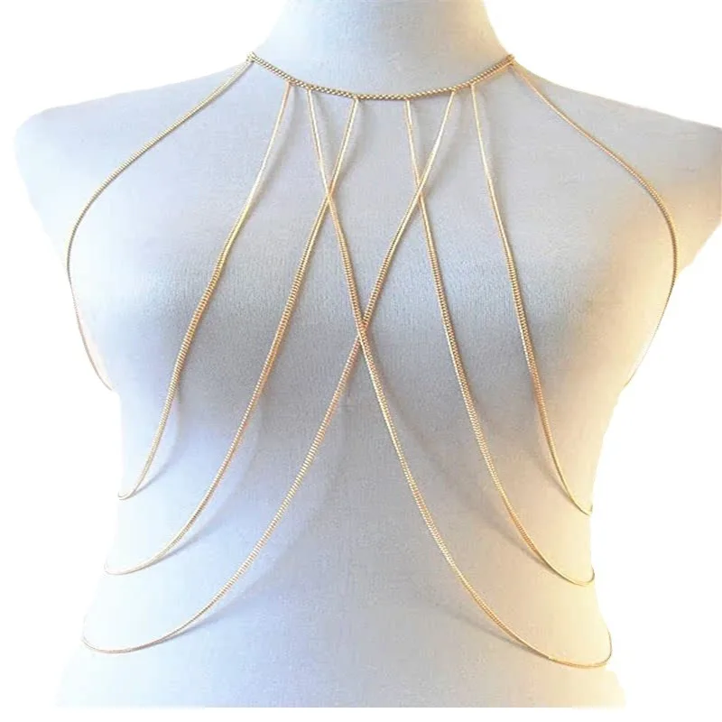 B original single alloy body necklace, hot-selling body chain women's jewelry on foreign platforms