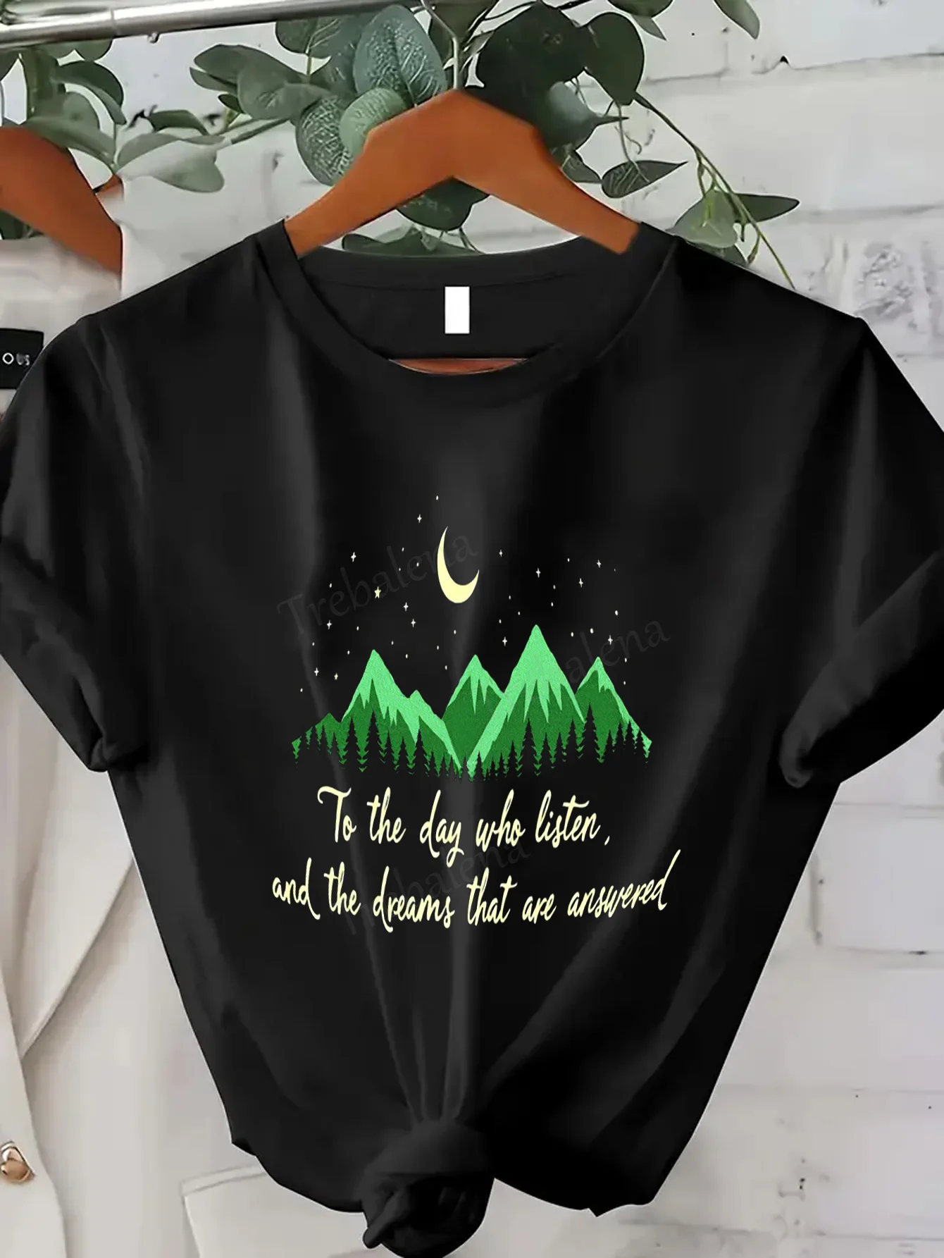 

Women T-shirt Mountain Moon Night T-Shirt for Dreamers & Listeners