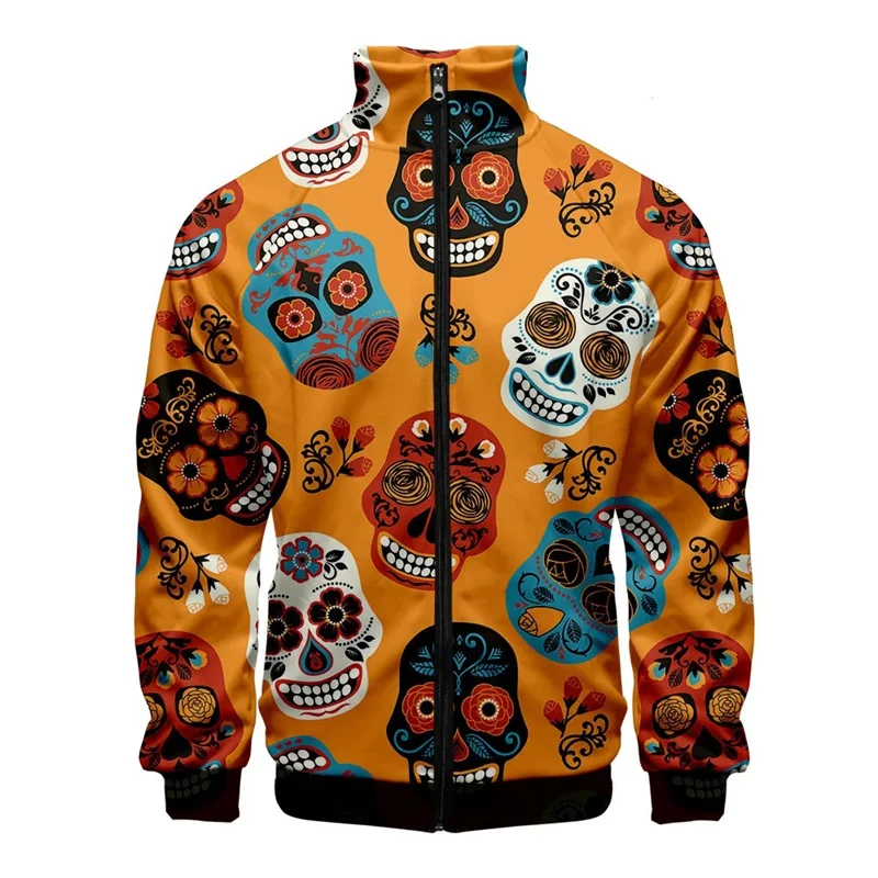 

Day Of The Dead Jacket For Men 3D Print Death Day Casual Spring Autumn Fashion Cool Zipper Jacket Casual Unisex Coats Streetwear