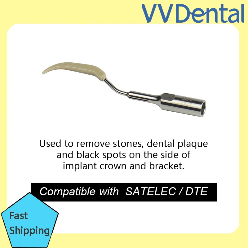 VV 1PC Professional Ultrasonic Dental Scaler Tip for Ceramic Implant Maintenance Cleaning Compatible with SATELEC/DTE Handpiece