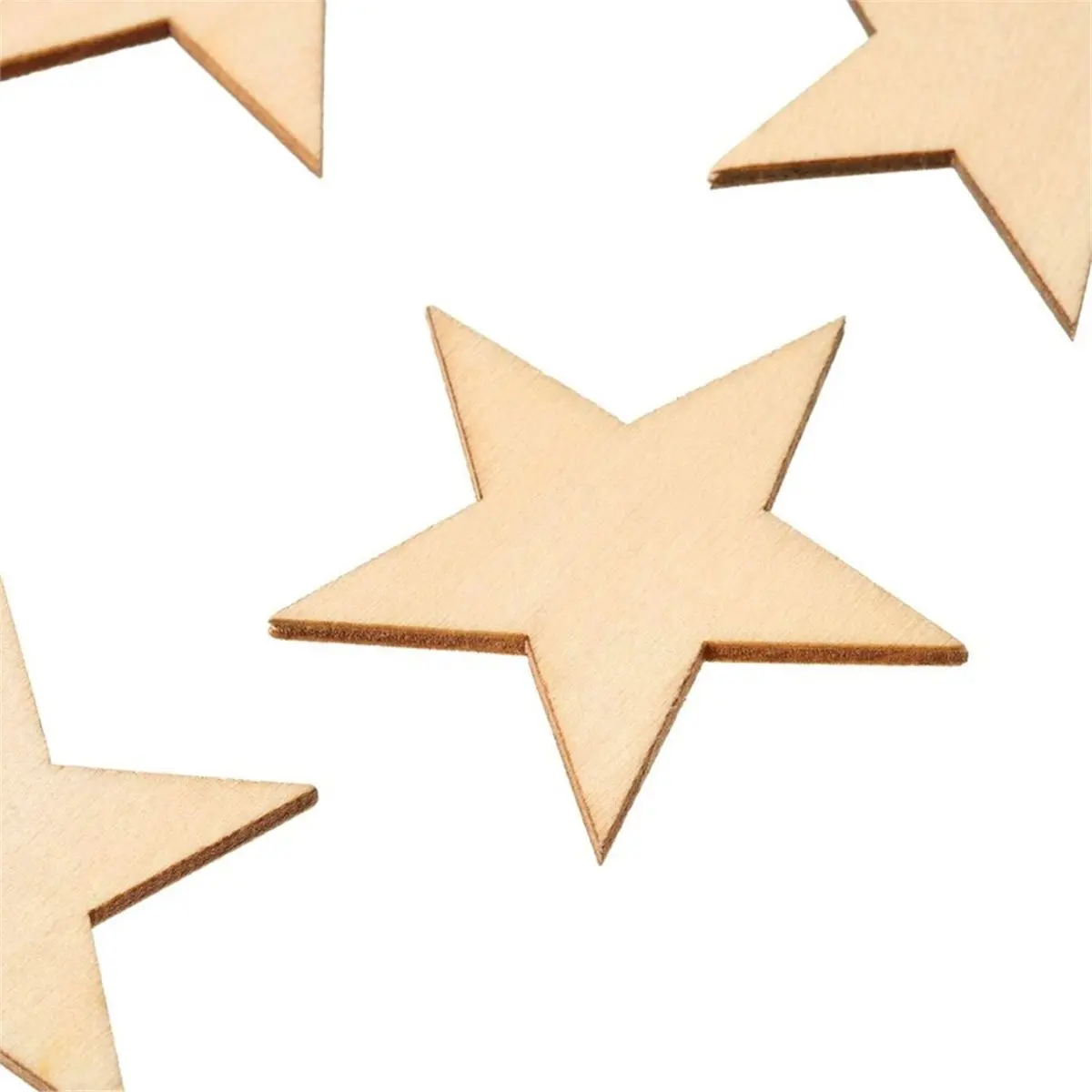 300Pcs Star Natural Wood Slices - 2inch DIY Craft Wooden Tags for Painting, Decorating, Wedding Favors Ornaments