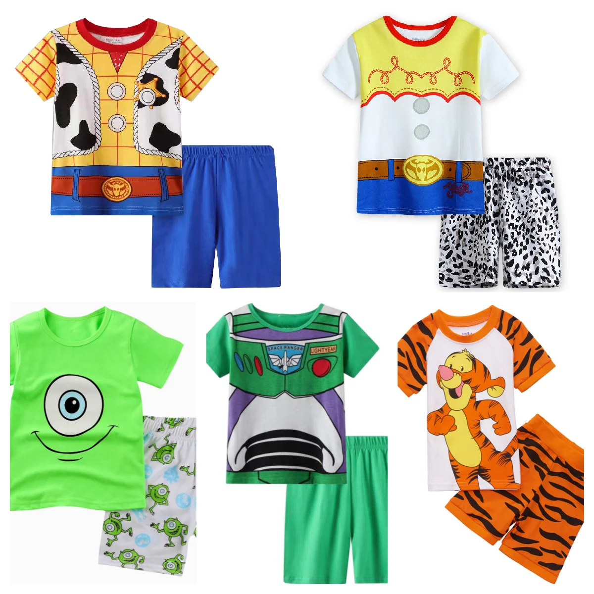 Hot Summer Pyjamas Suit Bass Lightyear Tigger Woody Alien kids Sleepwear Boys Pijamas Cotton Nightwear Clothes Pajamas Sets