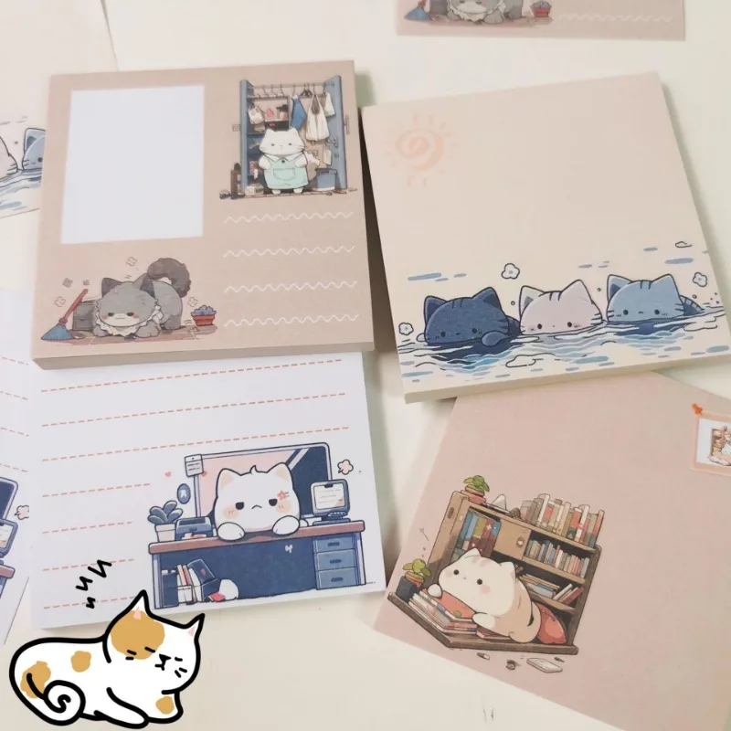 Leuke Cartoon Kat Scrapbooking Memo Pad Kawaii Japanse Anime Kitten Kladblok voor Kinderen Creatief Ontwerp School Briefpapier Opmerking