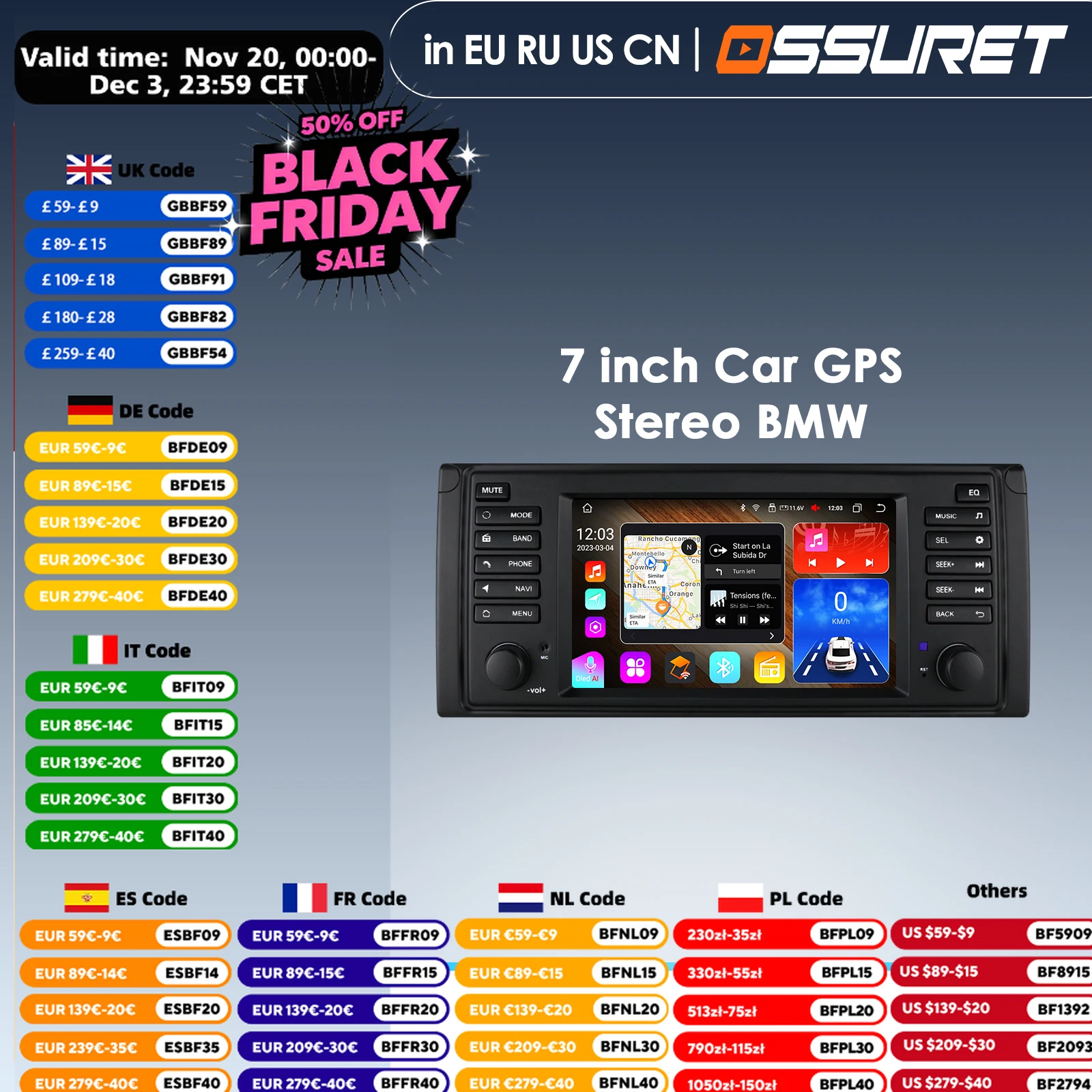 8+128G Autoradio 2 Din Android 14 Car Multimedia Player Navigation for BMW E39 E53 M5 1995-2003 Audio Stereo BT GPS Wifi Carplay