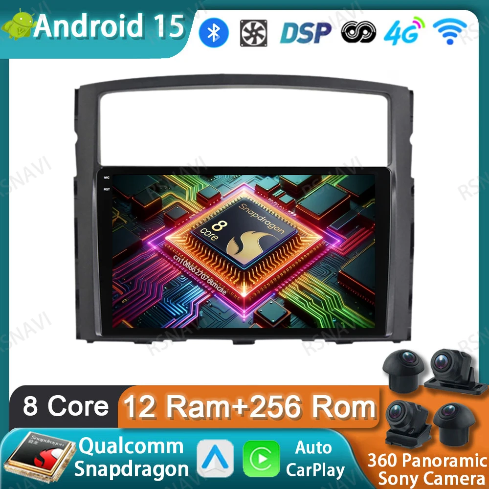

Car Radio Android 15 For Mitsubishi Pajero 4 2006-2014 Head Unit DVD Wireless Carplay Auto Qualcomm 4G LTE GPS 5G WIFI DSP BT