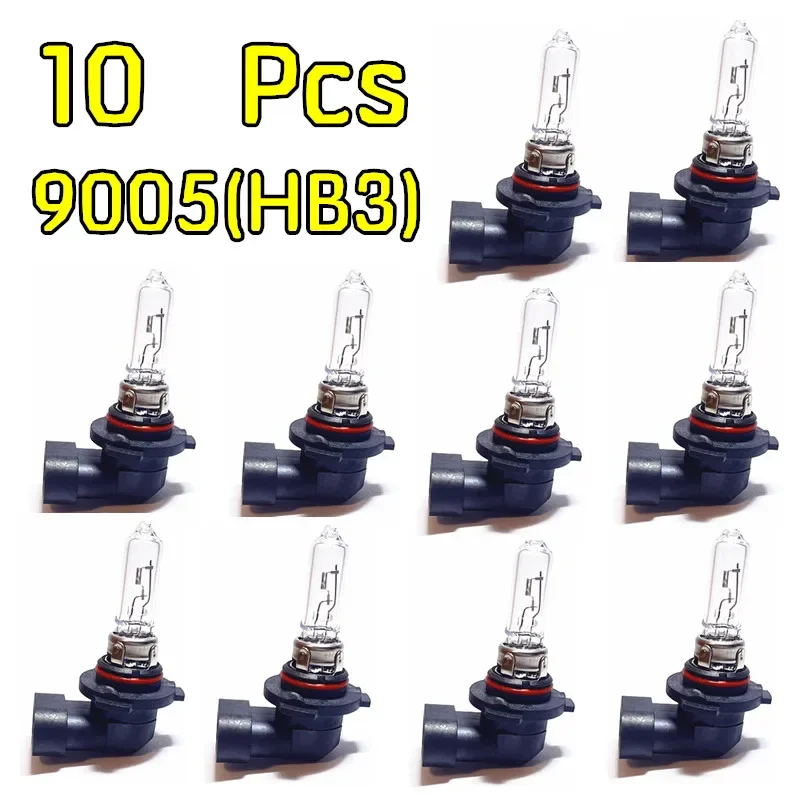 

10Pcs HB3 high quality 9005 car Halogen Lamp Clear 3200K 12V65W Quartz Glass Auto HeadLight Car Bulb high beam