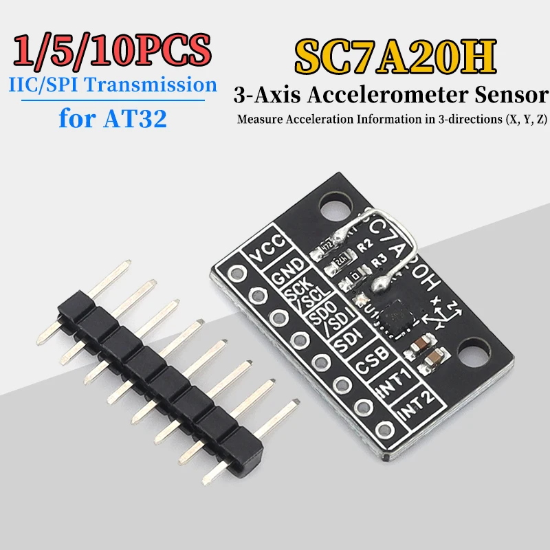 High Precision 3-Axis Gravity Acceleration Sensor SC7A20H IIC/SPI for AT32 Development
