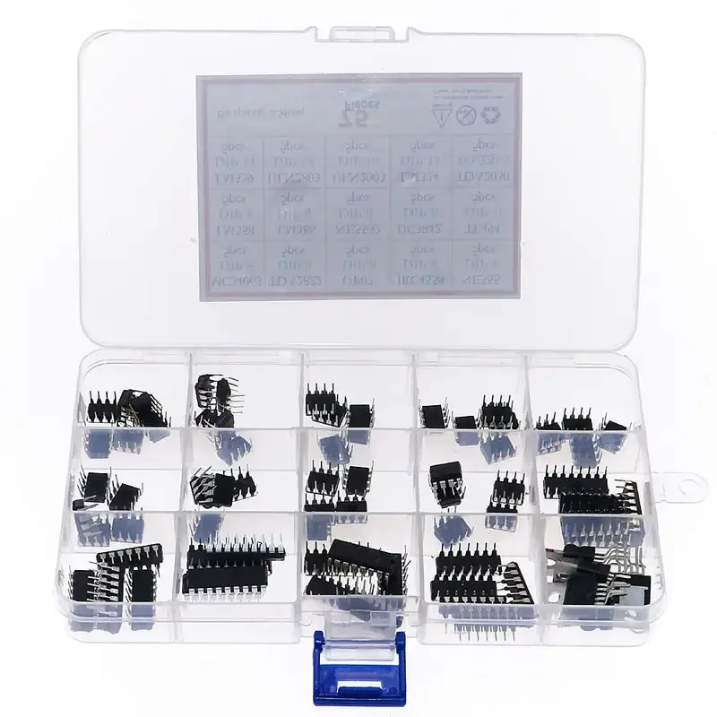 75pcs 15Values DIP IC Assorted kit set LM358 LM386 ULN2003 LM324 NE555 MC34063 TDA2822 JRC4558 OP07 TDA2030 ULN2803 LM339 NE5532