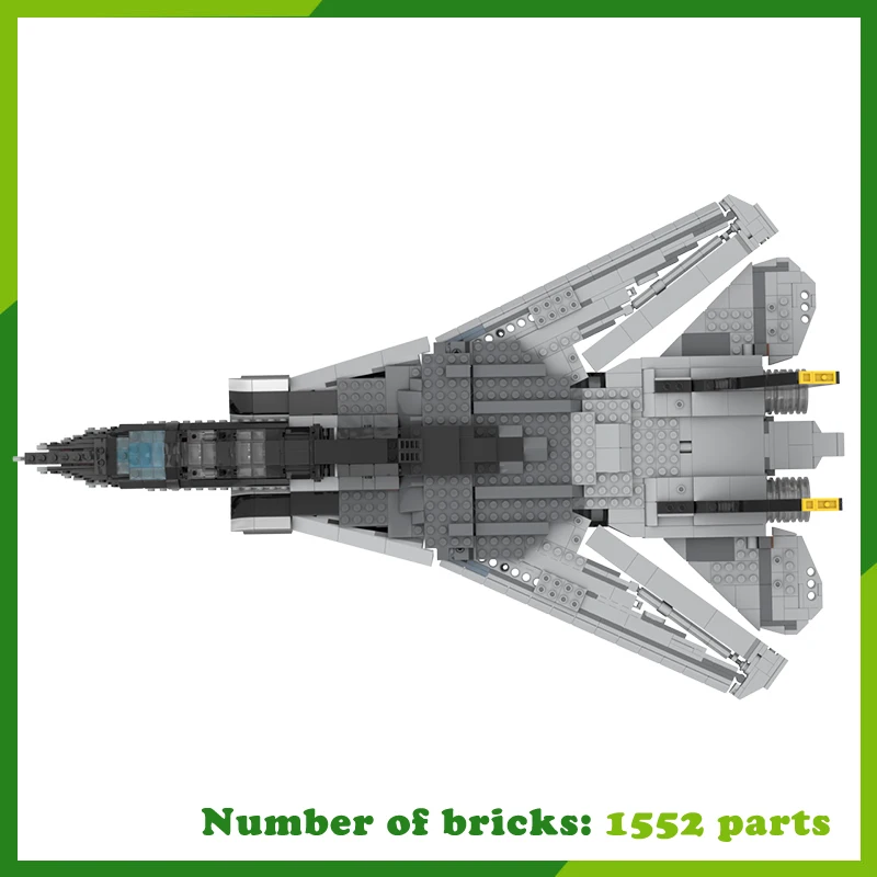 F-14 Tomcat Samolot MOC Klocki Model Samolot Wojskowy DIY Prezenty Klocki Kreatywne Montaż Transport Zabawka Prezent 1552 Elementy