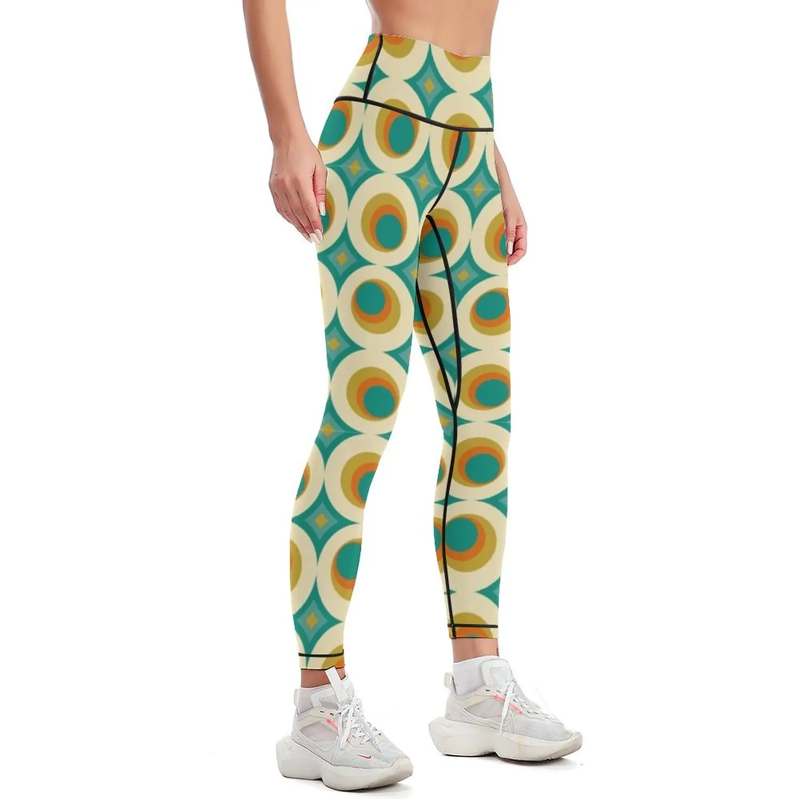 Mid-Century Modern Splash Leggings push up fitness for girls Fitness clothing Womens Leggings