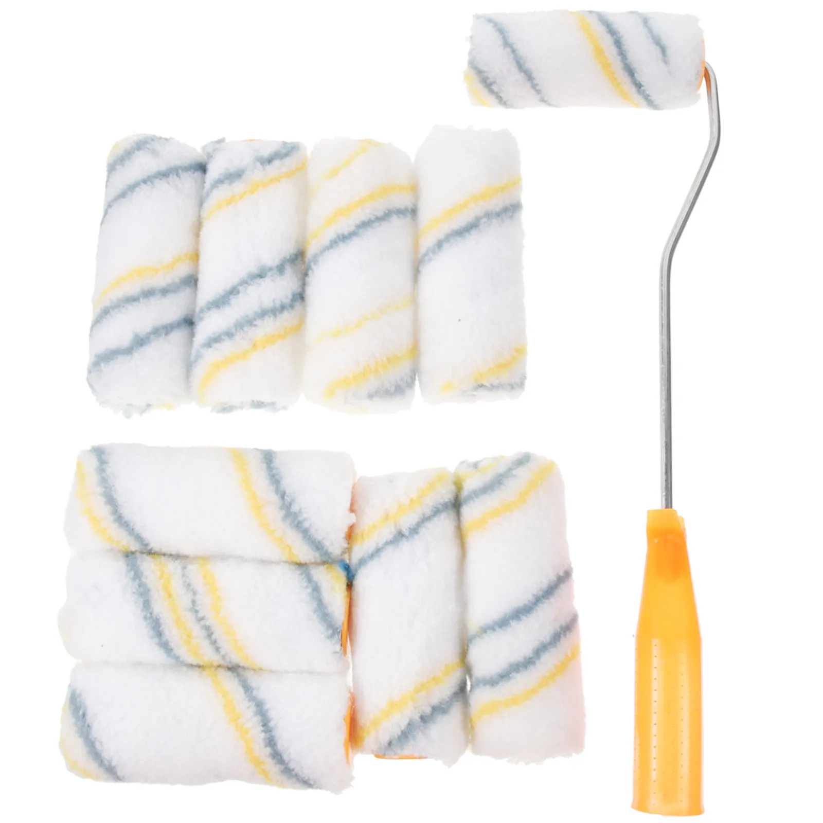 

1Set Paint Roller Brush Kit 20 Yellow Grey Mini Rollers 1 32Cm Yellow Handle Professional Wall Painting Tool for Doors Windows