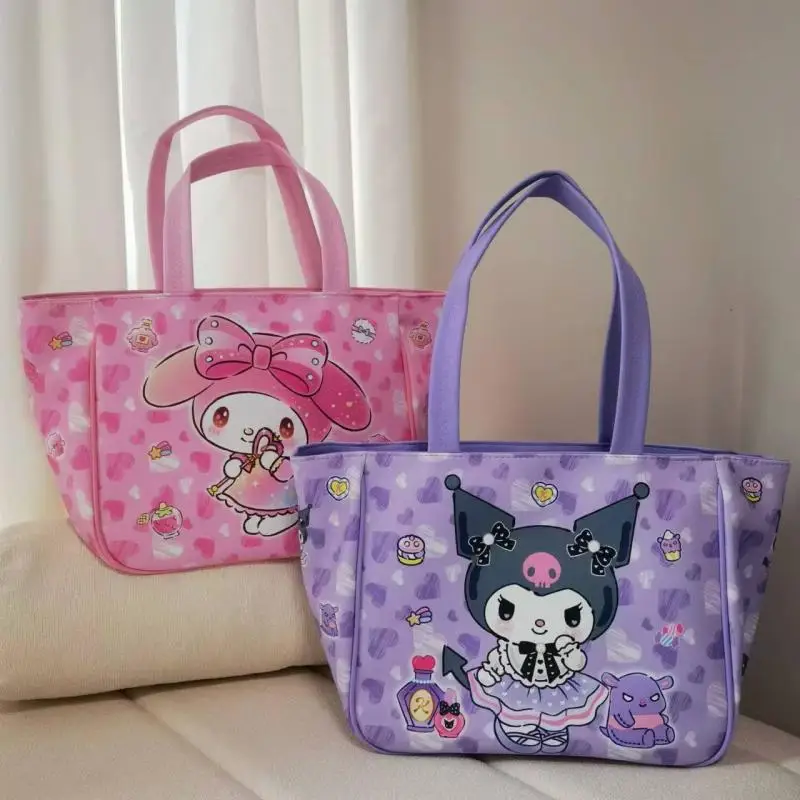 Sanrio Kuromi mymelody Cartoon PU Handbag High Capacity Commuting One Shoulder Tote Commuter Work Underarm Bag shopping bag