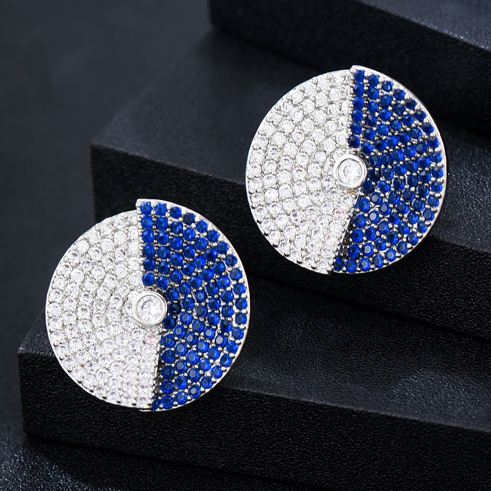 Missvikki New Luxury Round Shiny Romantic Earrings Fashion for Women Girl Daily Wedding Trendy Jewelry Accessories High Quality image 3
