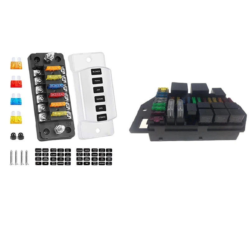 

6-Way Independent Positive And Negative Fuse Box & 38 Way Blade Fuse-Block With Fuse-Box Holder