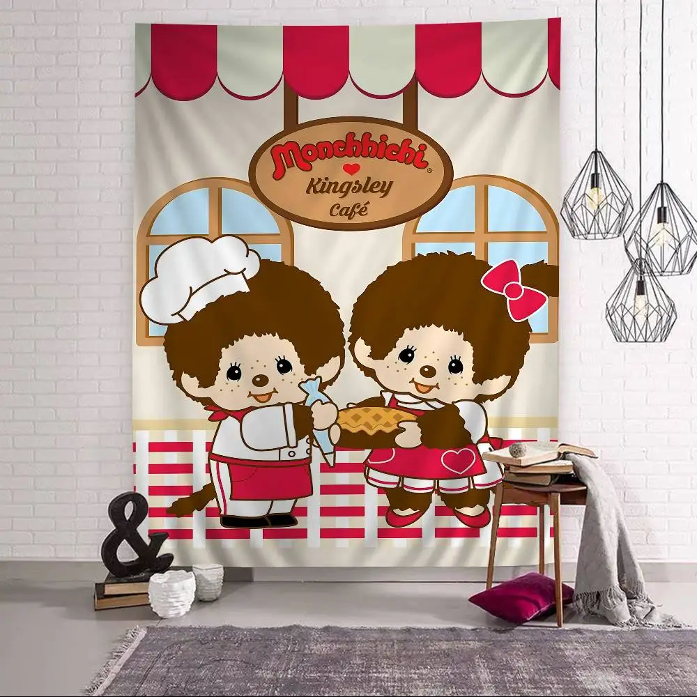 Cute M-Monchhichi Fashion Colorful Tapestry Wall Hanging Bohemian Wall Tapestries Mandala Wall Hanging Sheets