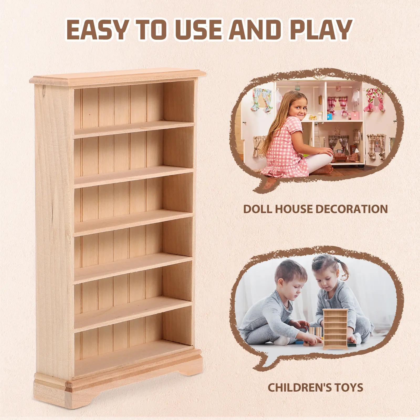 

Миниатюрная деревянная книжная полка, деревенский шкаф-стеллаж для хранения, микромебель, декор для спальни и гостиной, модель мини-мебели