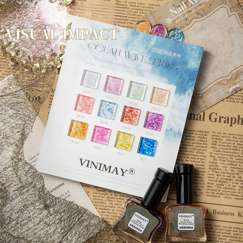 

12 цветов/набор Sea Wave Blooming Gel Nail Polish TPO HEMA FREE UV Soak Off Gel Varnish Marble Lace Nail Art Blossom Gel