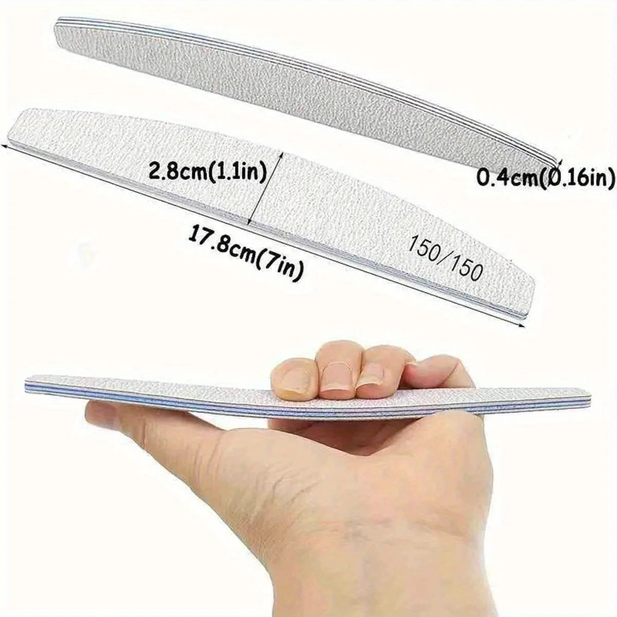 ملف أظافر احترافي، ورق صنفرة، مبرد أظافر سميك قوي، إكسسوارات وأدوات أظافر نصف قمر ليموني #4