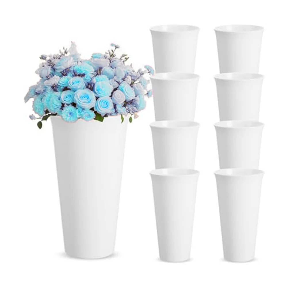Plastic Flower Buckets Set of 8 9 84 Inch Vases for Weddings and Event Floral Arrangements and Practical Containers
