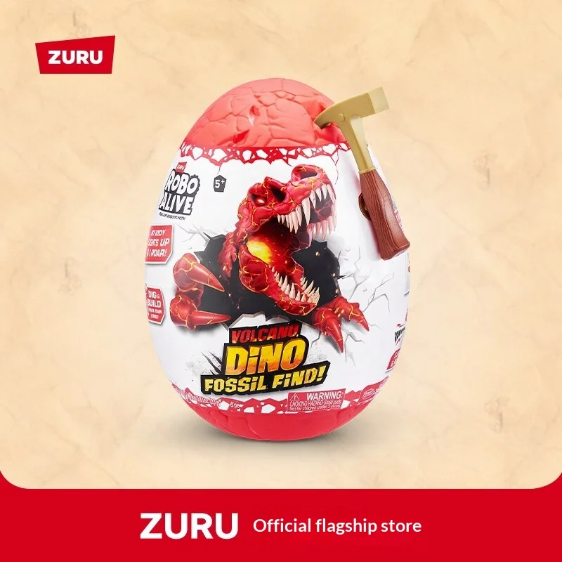 Zuru Robo Alive Red Lava Dinosaur Fossil Skeleton Volcano Excavation Blind Box Toy Glowing Eyes Collectible Hobby Figure