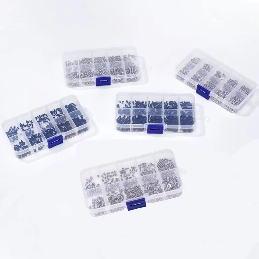 200pcs Household self-tapping screw combination set multi-specification round head stainless steel nail screws boxed wholesale