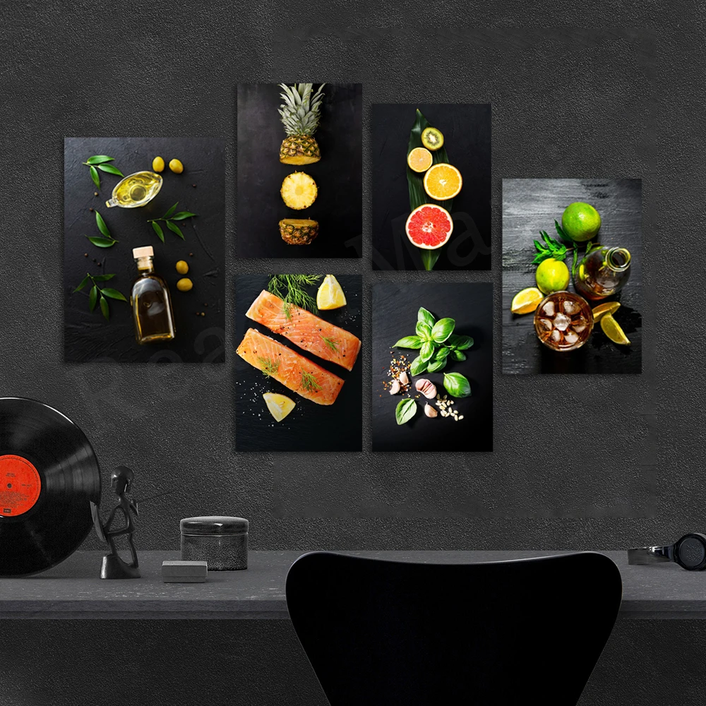 Kitchen Seasoning Canvas Painting Natural Vegetables Pepper Restaurant Wall Art Poster Living Room Background Wall