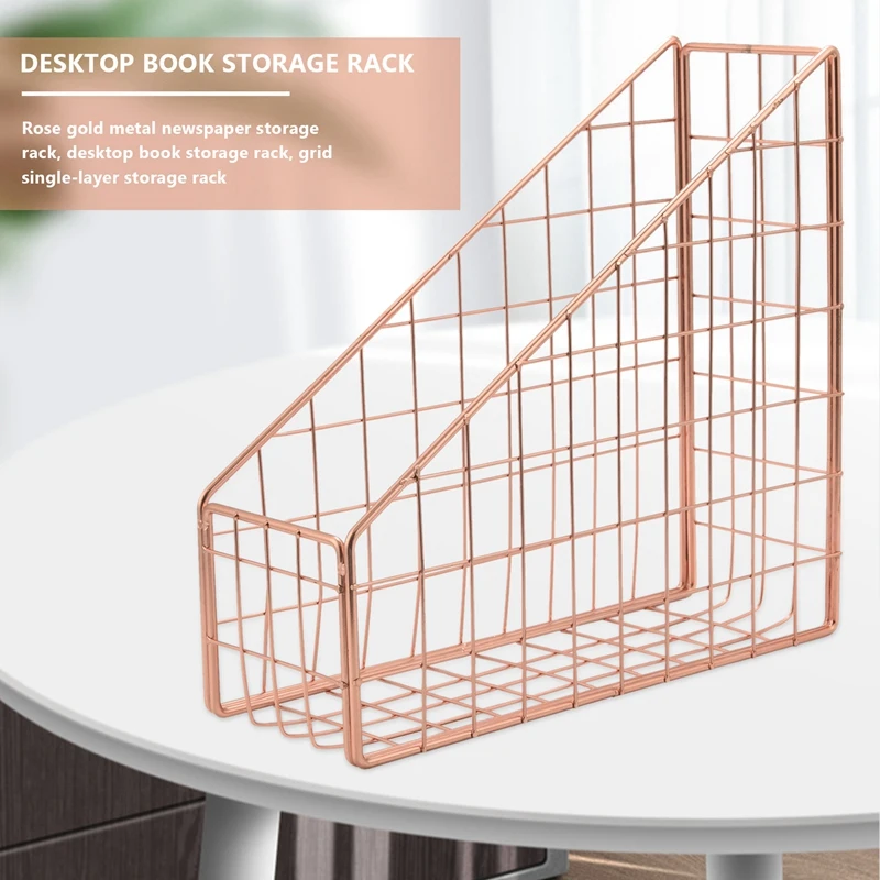 Suporte Do Livro De Ferro Galvanizado, Desktop Shelf File, Revista Book Stand, Office Home Papelaria Organizador