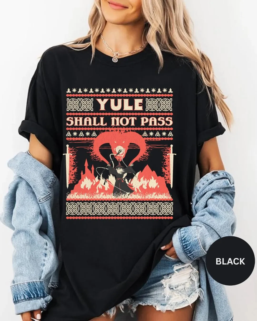 

Женская футболка больших размеров Yule Shall Not Pass с узором, хлопковая дышащая модная и универсальная уличная одежда унисекс большого размера