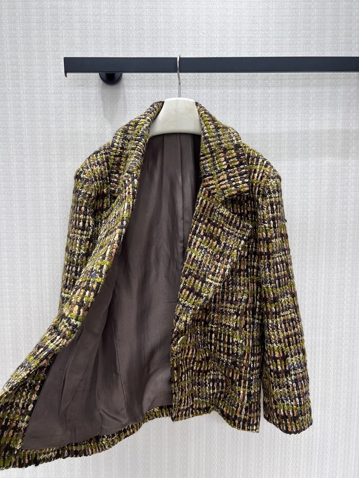 Loose Casual Vintage Jacket 2026 New Arrival Fashionable All-match Slim Look Lapel Long Sleeve Mixed Color Tweed Coat For Women