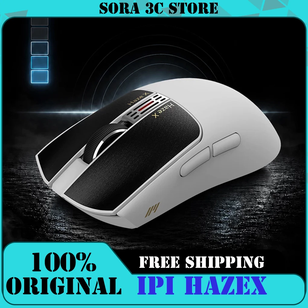Mouse Gamer IPI HAZEX com Sensor PAW3395, 52000 DPI, Tri-modo, Leve, Compacto, Feedback de Vibração nos Botões, Mouse TMR