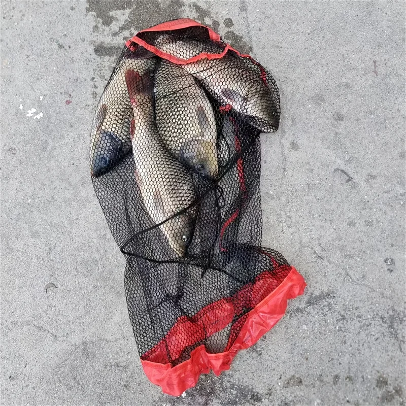 Portable Fishing Landing Net with Drawstring Encrypted Mesh Fish Catching Collection Bag Easy Fish Collection Holding Bag