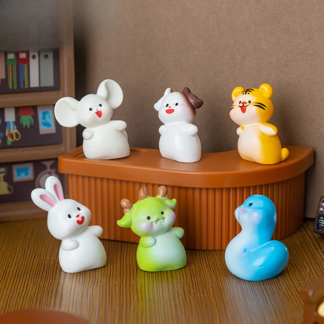 Micro Landscape Creative Head-tilting Chinese Zodiac DIY Decorative Accessories Mini Car Desktop Small Ornaments