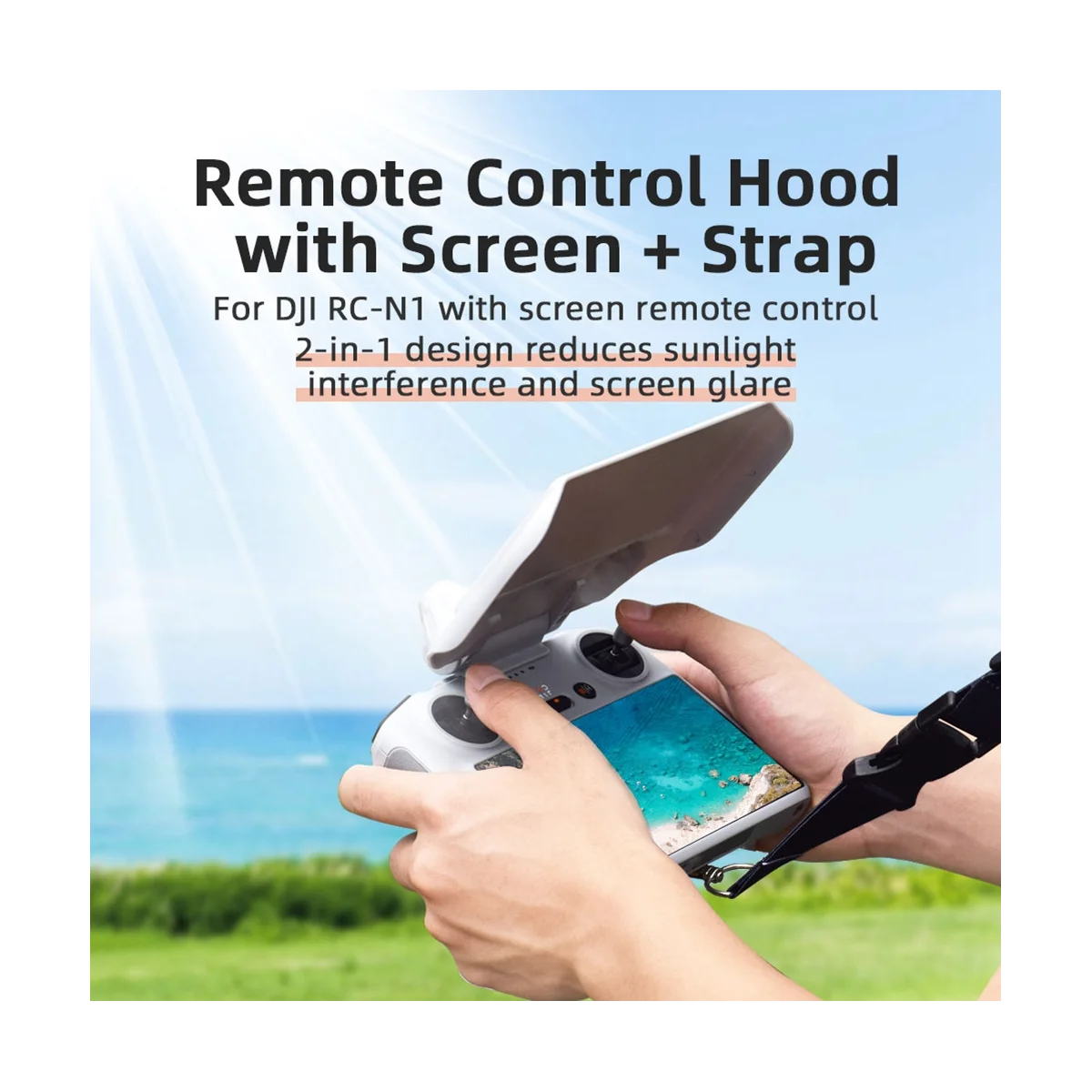 Kerai Remote Control Tudung Matahari dengan Tali untuk RC Monitor Ponsel Pelindung Matahari Dudukan Ponsel Matahari Lipat